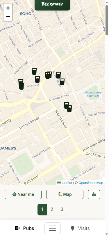 Beermatz pub map on phone